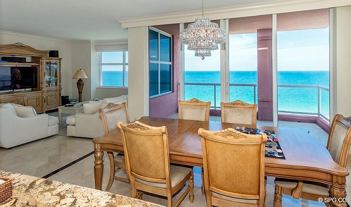 Dining Room View in Residence 9F, Tower I at The Palms, Luxury Oceanfront Condominiums Fort Lauderdale, Florida 33305