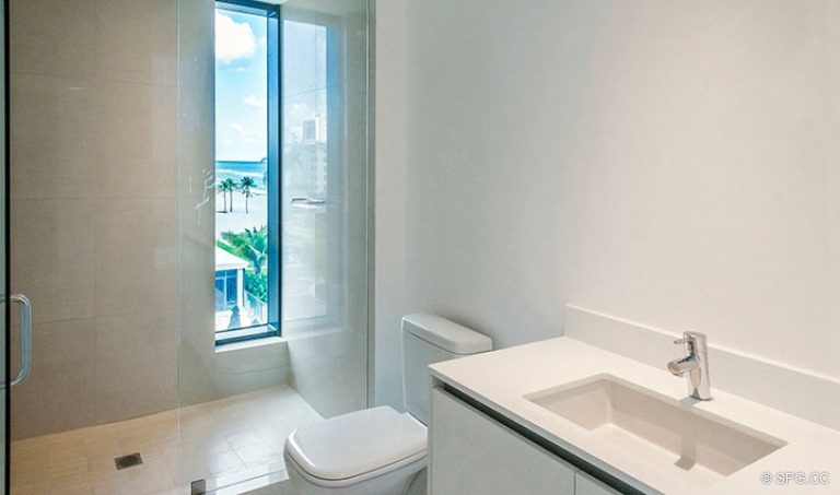 Guest Bathroom inside Residence 4B at Sage Beach, Luxury Oceanfront Condominiums in Hollywood, Florida 33019