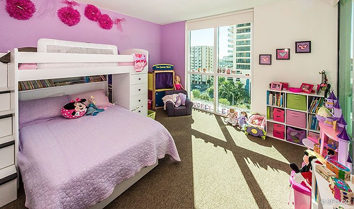 Guest Bedroom inside Residence 803 at Las Olas Beach Club, Luxury Oceanfront Condos in Fort Lauderdale, Florida 33316.