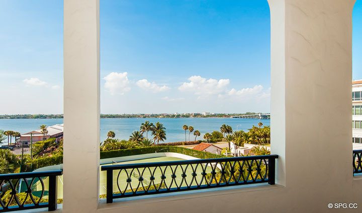 Superb Intracoastal Views from Residence 508 at Bellaria, Luxury Oceanfront Condominiums in Palm Beach, Florida 33480.