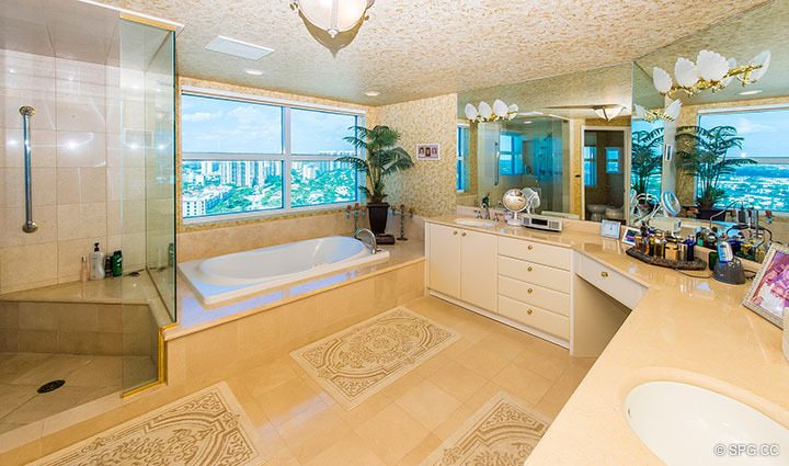 Master Bathroom inside Residence 20E, Tower 2 at The Palms, Luxury Oceanfront Condominiums Fort Lauderdale, Florida 33305