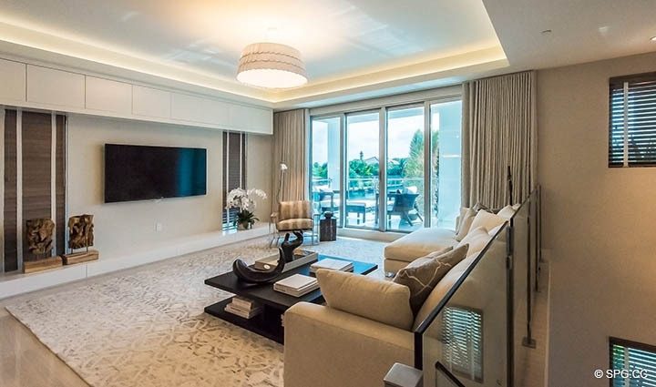 Living Room with Terrace Access in Residence 255 Shore Court at Sky230, Luxury Waterfront Townhomes in Lauderdale by the Sea, Florida 33308.