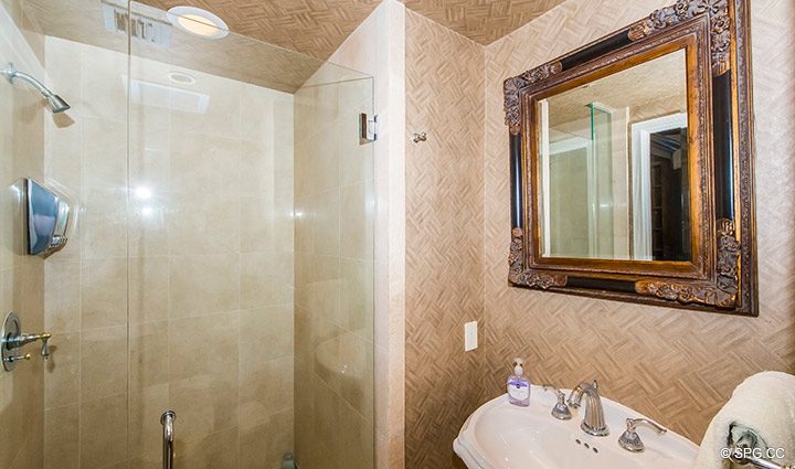 Guest Bathroom inside Residence 18B, Tower I at The Palms, Luxury Oceanfront Condominiums Fort Lauderdale, Florida 33305