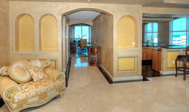 Great Room at  Luxury Oceanfront Residence 10B, Tower II, The Palms Condominium, 2110 North Ocean Boulevard, Fort Lauderdale Beach, Florida 33305, Luxury Seaside Condos