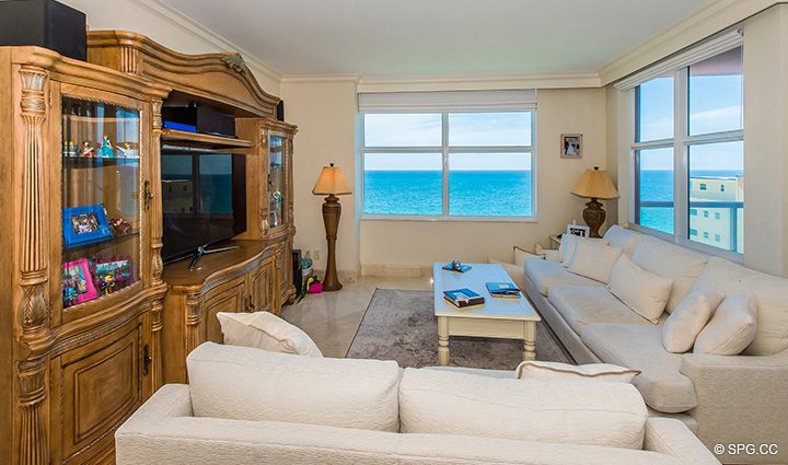 Living Room Ocean Views in Residence 9F, Tower I at The Palms, Luxury Oceanfront Condominiums Fort Lauderdale, Florida 33305