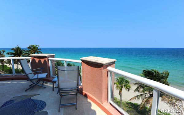 Master Bedroom Terrace  - Oceanfront Villa VI, The Palms luxury oceanfront condo, 2130 North Ocean Boulevard, Fort Lauderdale Beach, Florida 33305