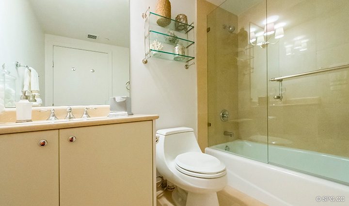 Guest Bath inside Residence 15A, Tower II For Rent at The Palms, Luxury Oceanfront Condos Fort Lauderdale, Florida 33305