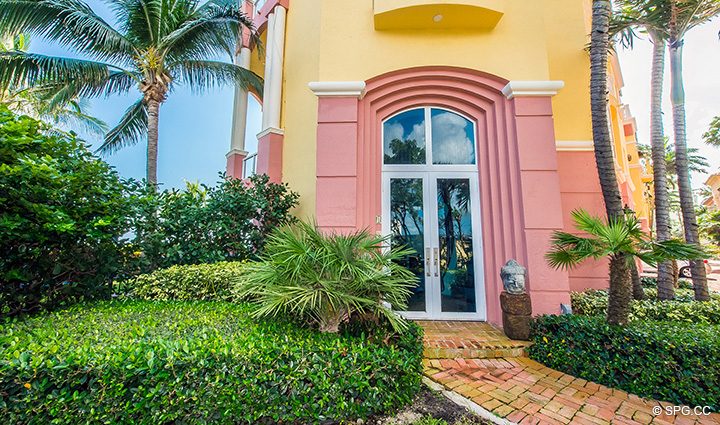 Front Entrance into Oceanfront Villa 1 at The Palms, Luxury Oceanfront Condominiums Fort Lauderdale, Florida 33305