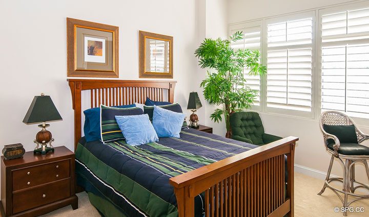 Guest Bedroom inside Residence 508 at Bellaria, Luxury Oceanfront Condominiums in Palm Beach, Florida 33480.