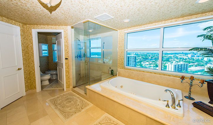 Master Bath with Whirlpool Tub in Residence 20E, Tower 2 at The Palms, Luxury Oceanfront Condominiums Fort Lauderdale, Florida 33305