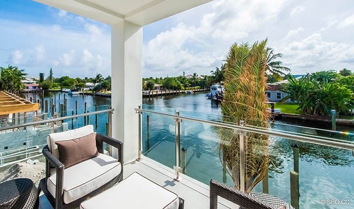 Living Room Terrace Views from Residence 255 Shore Court at Sky230, Luxury Waterfront Townhomes in Lauderdale by the Sea, Florida 33308.