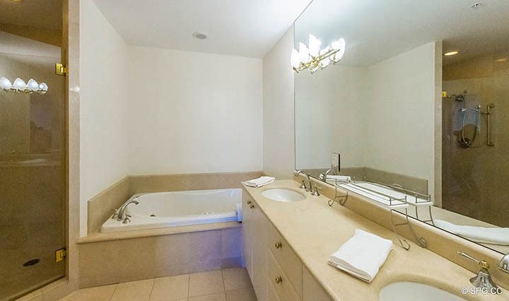 Master bath with Whirlpool Tub in Residence 10D, Tower II at The Palms, Luxury Oceanfront Condominiums Fort Lauderdale, Florida 33305