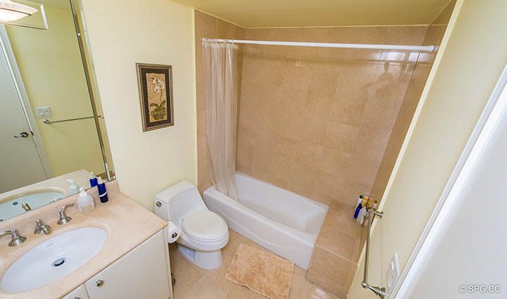 Guest Bathroom inside Residence 12A, Tower I at The Palms, Luxury Oceanfront Condominiums Fort Lauderdale, Florida 33305