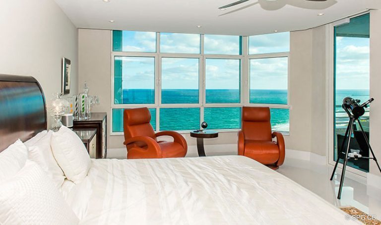 Beachfront Master Suite in Residence 18D at Cristelle, Luxury Oceanfront Condominiums in Lauderdale by the Sea, Florida 33062.
