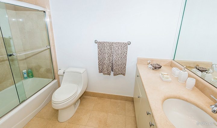 Guest Bath inside Residence 8B, Tower I at The Palms, Luxury Oceanfront Condominiums Fort Lauderdale, Florida 33305