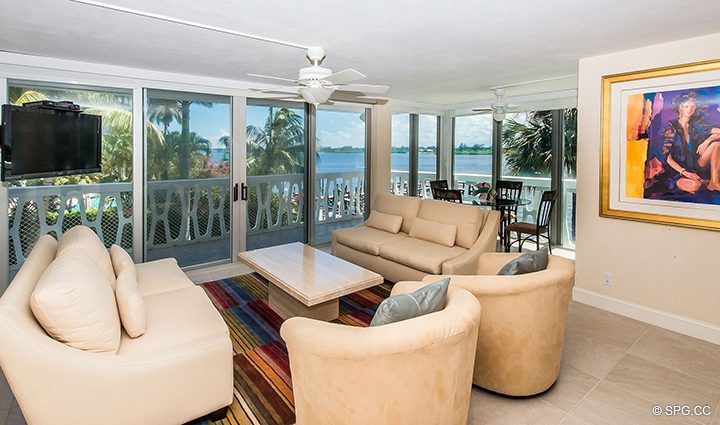 Spacious Living Room in Residence 316 at The President of Palm Beach, Luxury Waterfront Condos in Palm Beach, Florida 33480