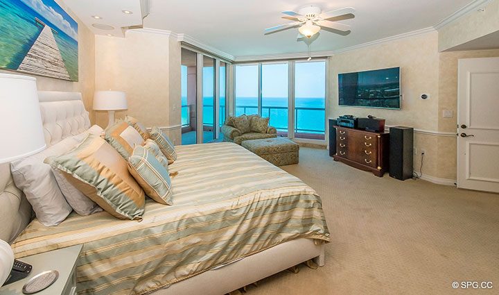 Master Bedroom in Residence 17B, Tower II at The Palms, Luxury Oceanfront Condos in Fort Lauderdale, Florida 33305.