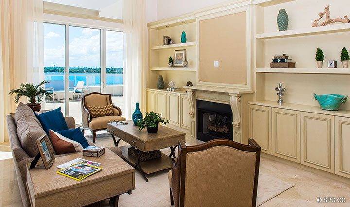 Family Room inside Penthouse 4 at Bellaria, Luxury Oceanfront Condominiums in Palm Beach, Florida 33480.