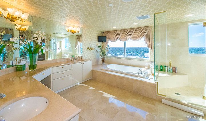 Master Bath inside Residence 18B, Tower I at The Palms, Luxury Oceanfront Condominiums Fort Lauderdale, Florida 33305