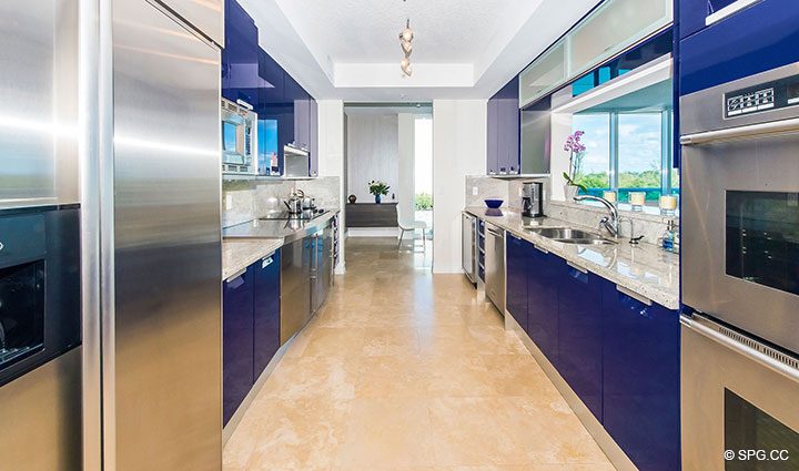 Kitchen inside Residence 504 at La Rive, Luxury Waterfront Condos in Fort Lauderdale, Florida 33304.