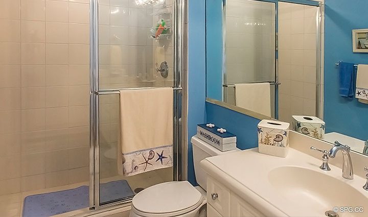 Guest Bathroom inside Residence 1902 at L Hermitage, Luxury Oceanfront Condominiums Fort Lauderdale, Florida 33308