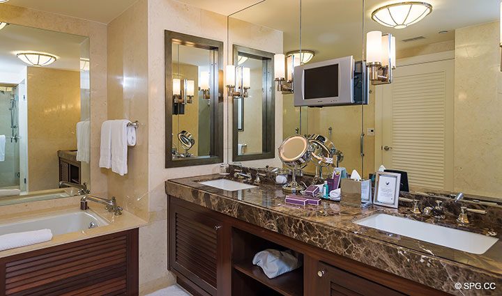 Master Bathroom inside Apartment 1602 at the Ritz-Carlton Residences, Luxury Oceanfront Condominiums in Fort Lauderdale, Florida 33304.