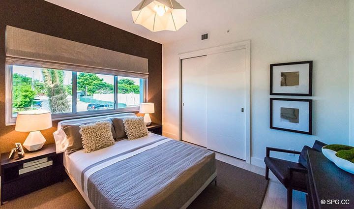 Guest Bedroom inside Residence 255 Shore Court at Sky230, Luxury Waterfront Townhomes in Lauderdale by the Sea, Florida 33308.