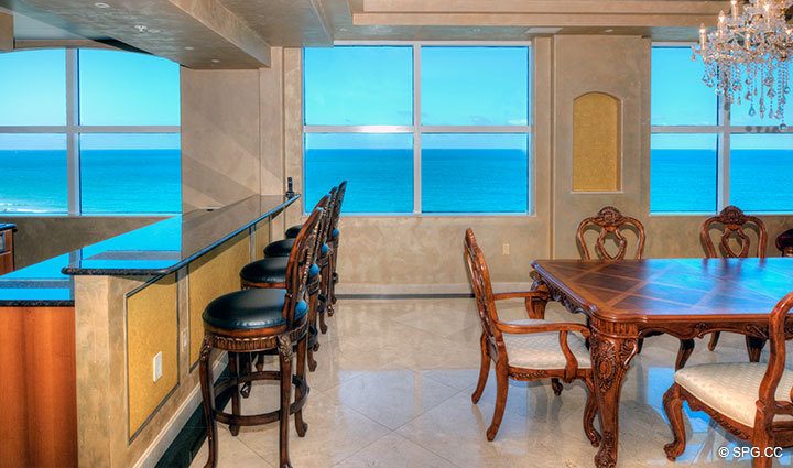 View from Dining Area at Luxury Oceanfront Residence 10B, Tower II, The Palms Condominium, 2110 North Ocean Boulevard, Fort Lauderdale Beach, Florida 33305, Luxury Seaside Condos