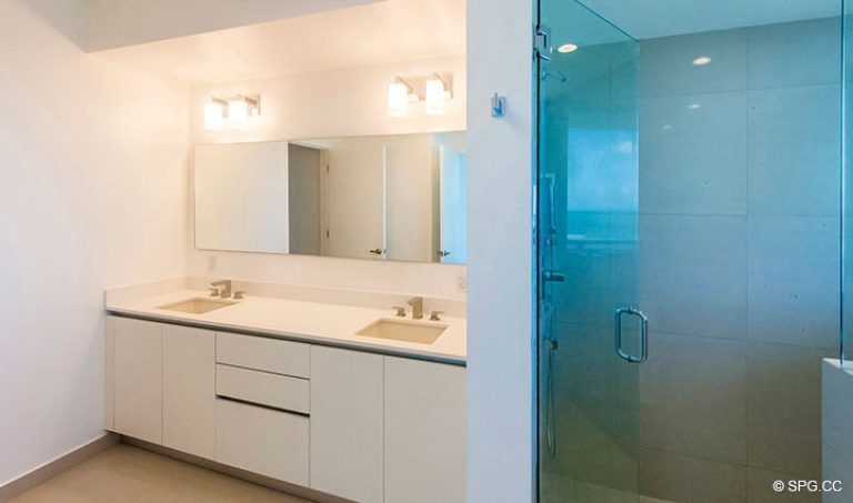 Master Bath inside Residence 4B at Sage Beach, Luxury Oceanfront Condominiums in Hollywood, Florida 33019