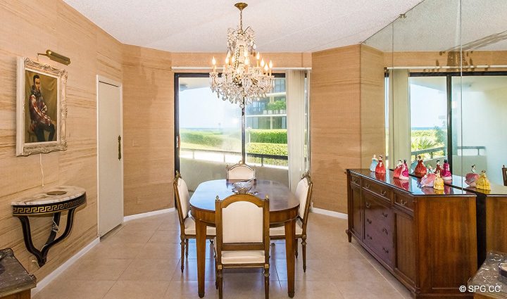 Dining Room inside Residence 1-102 For Sale at Oasis, Luxury Oceanfront Condos in Palm Beach, Florida 33480.