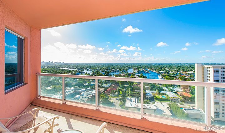 Intracoastal Terrace View from Residence 18B, Tower I at The Palms, Luxury Oceanfront Condominiums Fort Lauderdale, Florida 33305