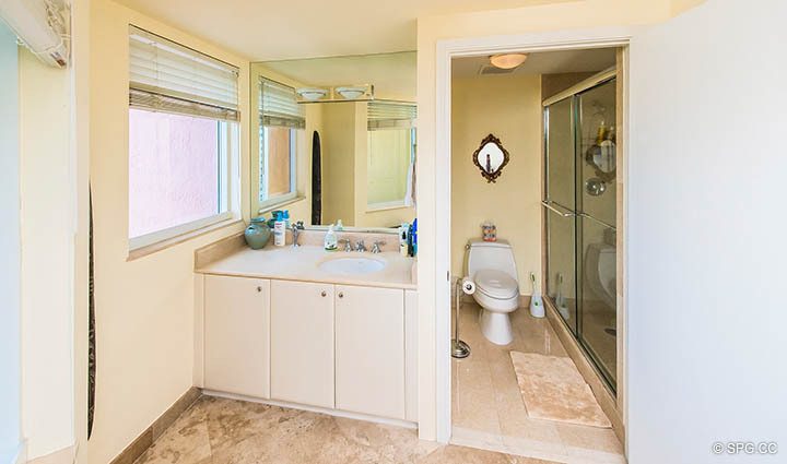 Guest Bathroom in Residence 12A, Tower I at The Palms, Luxury Oceanfront Condominiums Fort Lauderdale, Florida 33305