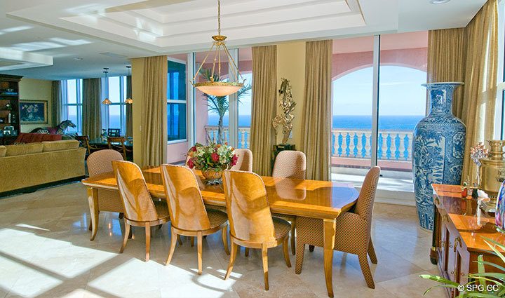 Dining Area at Luxury Oceanfront Residence at 25D, Tower II, The Palms Condominium, 2110 North Ocean Boulevard, Fort Lauderdale Beach, Florida 33305, Luxury Seaside Condos, The Palms Tower II 
