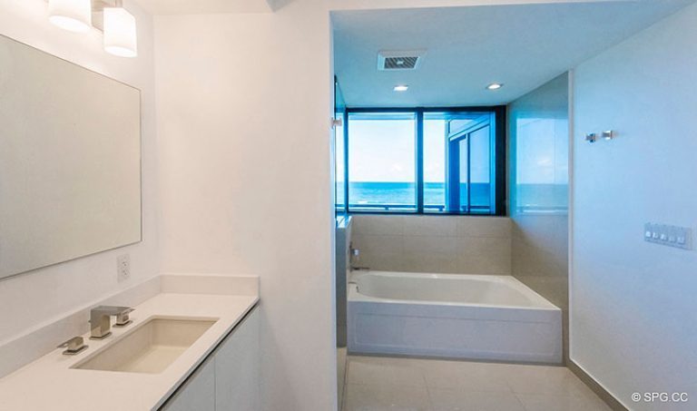 Oceanfront Master Bath in Residence 4B at Sage Beach, Luxury Oceanfront Condominiums in Hollywood, Florida 33019