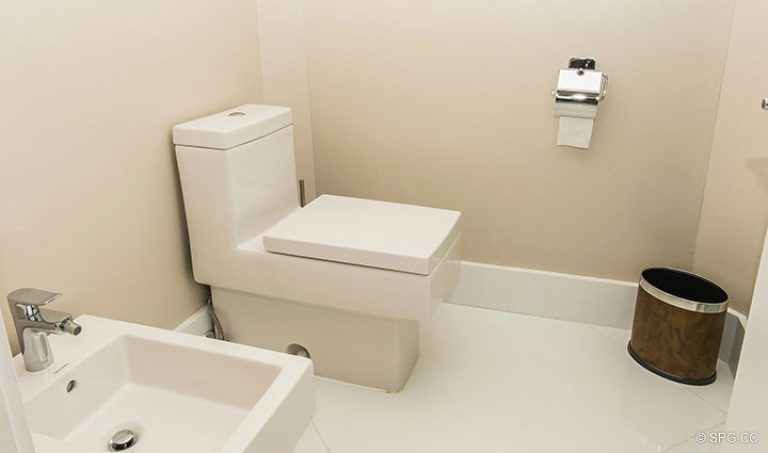 Master Water Closet in Residence 18D at Cristelle, Luxury Oceanfront Condominiums in Lauderdale by the Sea, Florida 33062.