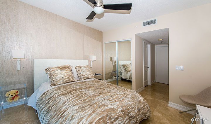 Guest Bedroom in Residence 504 at La Rive, Luxury Waterfront Condos in Fort Lauderdale, Florida 33304.