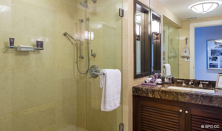 Guest Bathroom in Apartment 1602 at the Ritz-Carlton Residences, Luxury Oceanfront Condominiums in Fort Lauderdale, Florida 33304.