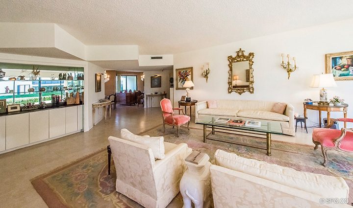 Living and Dining Areas in Residence 1-102 For Sale at Oasis, Luxury Oceanfront Condos in Palm Beach, Florida 33480.