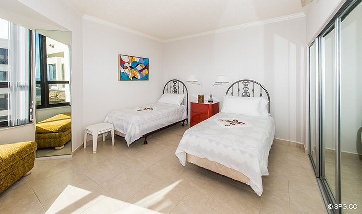 Guest Bedroom in Residence 3-501 For Sale at Oasis, Luxury Oceanfront Condos in Palm Beach, Florida 33480.