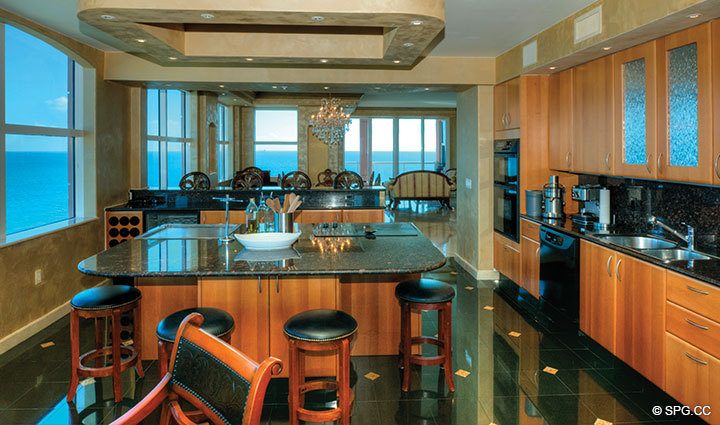 Kitchen at  Luxury Oceanfront Residence 10B, Tower II, The Palms Condominium, 2110 North Ocean Boulevard, Fort Lauderdale Beach, Florida 33305, Luxury Seaside Condos, the palms condo fort lauderdale