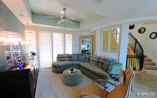 Media Room / Den - Oceanfront Villa VI, The Palms luxury oceanfront condo, 2130 North Ocean Boulevard, Fort Lauderdale Beach, Florida 33305 