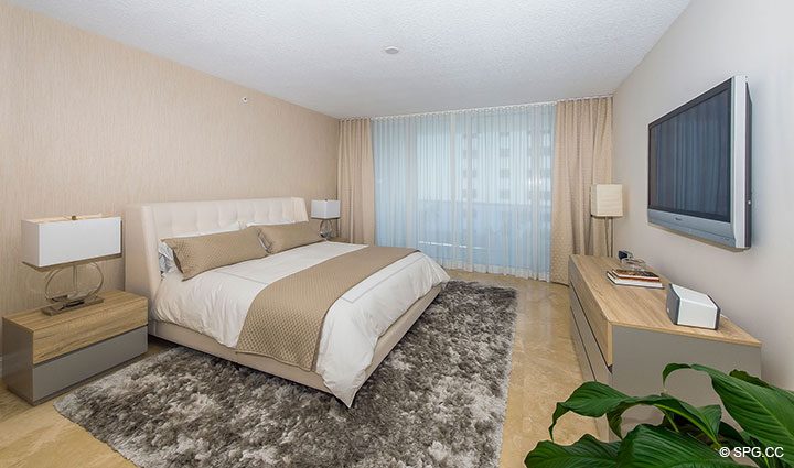 Master Suite inside Residence 504 at La Rive, Luxury Waterfront Condos in Fort Lauderdale, Florida 33304.