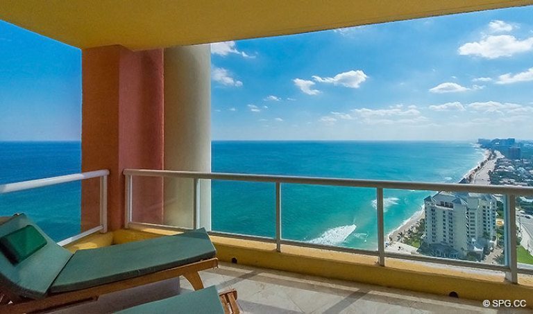 Expansive Oceanside Terrace for the Grand Penthouse 30A, Tower II at The Palms, Luxury Oceanfront Condos in Fort Lauderdale, South Florida 33305