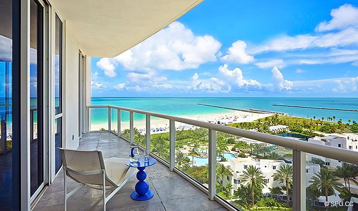 Southern Terrace View from Residence 1402/3 at The Continuum, Luxury Oceanfront Condominiums in Miami Beach, Florida 33139.