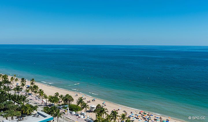 Direct ocean Views from Apartment 1602 at the Ritz-Carlton Residences, Luxury Oceanfront Condominiums in Fort Lauderdale, Florida 33304.