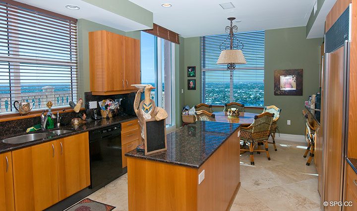 Kitchen at Luxury Oceanfront Residence at 25D, Tower II, The Palms Condominium, 2110 North Ocean Boulevard, Fort Lauderdale Beach, Florida 33305, Luxury Seaside Condos 
