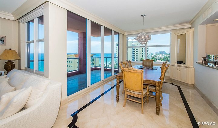 Dining Room inside Residence 9F, Tower I at The Palms, Luxury Oceanfront Condominiums Fort Lauderdale, Florida 33305