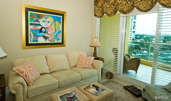 Den at Luxury Oceanfront Residence 7A, Tower II, The Palms Condominiums, 2110 North Ocean Boulevard, Fort Lauderdale Beach, Florida 33305, Luxury Seaside Condos