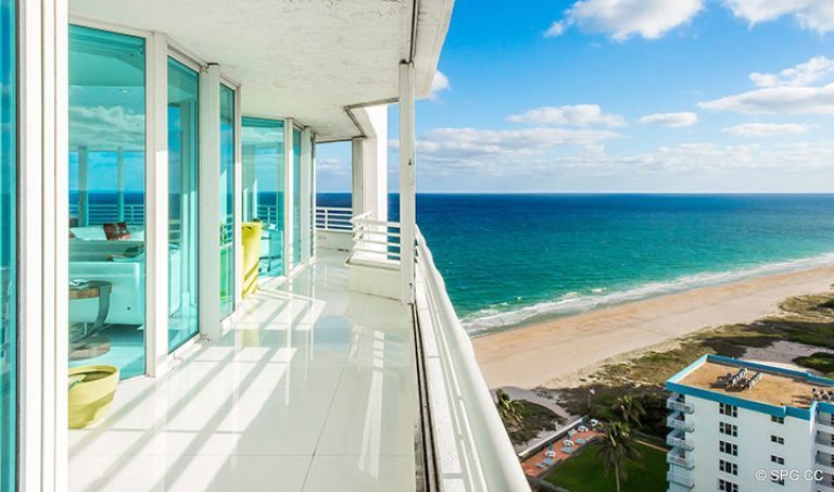 Expansive Balcony at Residence 18D at Cristelle, Luxury Oceanfront Condominiums in Lauderdale by the Sea, Florida 33062.