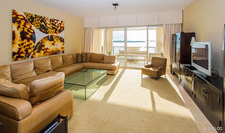 Living Room in Luxury Oceanfront Condo Residence 5152 Fisher Island Drive, Miami Beach, FL 33109